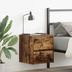 vidaXL Tables de chevet murales 2 pcs chêne fumé 38x34x40 cm pas cher