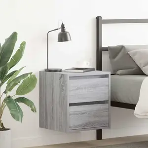 vidaXL Table de chevet murale sonoma gris 38x34x40 cm pas cher