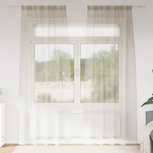 vidaXL Rideaux avec des rideaux 2 pcs Sable 140 x 245 cm Polyester pas cher