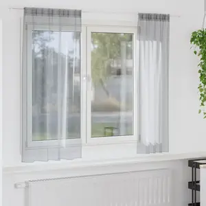 vidaXL Rideaux 2 pcs Gris foncé 140 x 175 cm Polyester pas cher