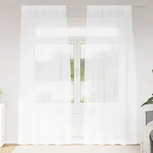 vidaXL Rideaux avec des rideaux 2 pcs Blanc 140 x 260 cm Polyester pas cher
