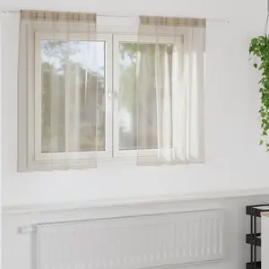 vidaXL Rideaux avec des rideaux 2 pcs Sable 140 x 140 cm Polyester pas cher