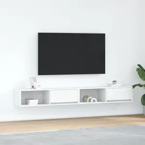 vidaXL Meubles TV 2 pcs blanc 100x31x25,5 cm bois d'ingénierie pas cher