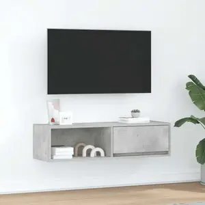 vidaXL Meuble TV gris béton 100x31x25,5 cm bois d'ingénierie pas cher