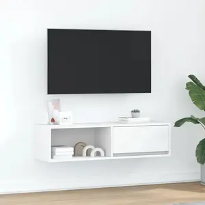 vidaXL Meuble TV blanc 100x31x25,5 cm bois d'ingénierie pas cher