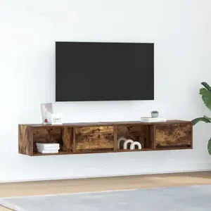 vidaXL Meubles TV 2 pcs chêne fumé 80x31x25,5 cm bois d'ingénierie pas cher
