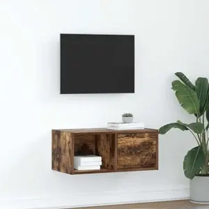 Comparateur de prix : vidaXL Meuble TV chêne fumé 60x31x25,5 cm bois d'ingénierie
