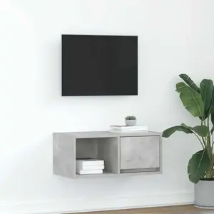 vidaXL Meuble TV gris béton 60x31x25,5 cm bois d'ingénierie pas cher