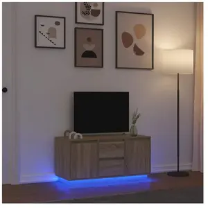 vidaXL Meuble TV avec lumières LED chêne sonoma 100x41x50 cm pas cher