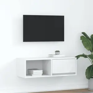 vidaXL Meuble TV blanc 80x31x25,5 cm bois d'ingénierie pas cher