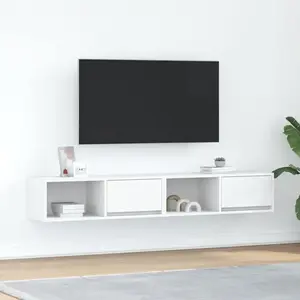 vidaXL Meubles TV 2 pcs blanc 80x31x25,5 cm bois d'ingénierie pas cher