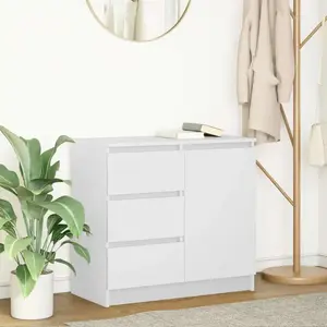 vidaXL Buffet avec tiroir blanc 71x35x65 cm bois d'ingénierie pas cher