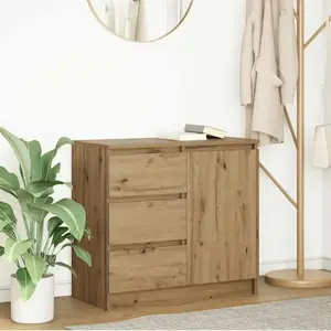 vidaXL Buffet avec tiroir chêne artisanal 71x35x65 cm bois ingénierie pas cher