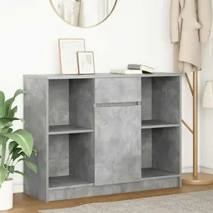 vidaXL Buffet avec tiroir gris béton 101x35x76 cm bois d'ingénierie pas cher