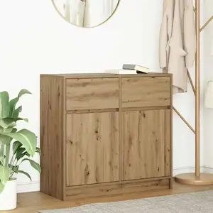 vidaXL Buffet avec tiroir chêne artisanal 80x34x76cm bois d'ingénierie pas cher