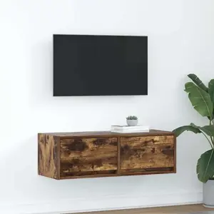 Comparateur de prix : vidaXL Meuble TV chêne fumé 80x31x25,5 cm bois d'ingénierie