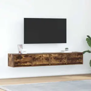 vidaXL Meubles TV 2 pcs chêne fumé 80x31x25,5 cm bois d'ingénierie pas cher
