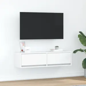 vidaXL Meuble Tv Vidaxl Blanc 100x31x25,5 Cm En Bois D'ingénierie pas cher