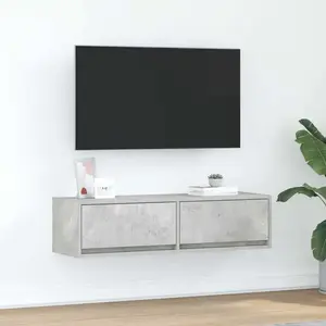 vidaXL Meuble TV Gris béton 100 x 31 x 25.5 cm Bois d'ingénierie pas cher