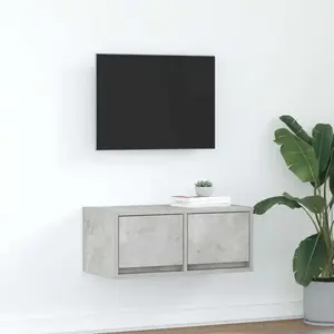 vidaXL Meuble TV gris béton 60x31x25,5 cm bois d'ingénierie pas cher
