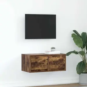 vidaXL Meuble TV chêne fumé 60x31x25,5 cm bois d'ingénierie pas cher
