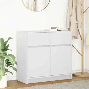 vidaXL Buffet avec tiroir blanc 80x34x76 cm bois d'ingénierie pas cher