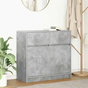 vidaXL Buffet avec tiroir gris béton 80x34x76 cm bois d'ingénierie pas cher