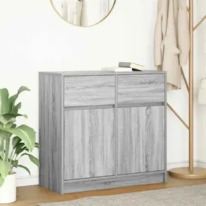 vidaXL Buffet avec tiroir sonoma gris 80x34x76 cm bois d'ingénierie pas cher