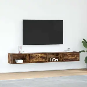 vidaXL Meubles TV 2 pcs chêne fumé 100x31x25,5 cm bois d'ingénierie pas cher