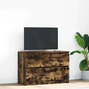 Comparateur de prix : vidaXL Meuble TV chêne fumé 80x35x54 cm bois d'ingénierie