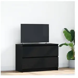 vidaXL Meuble TV noir 80x35x54 cm bois d'ingénierie pas cher