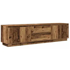 vidaXL Meuble TV avec éclairage LED vieux bois 193,5x41x50 cm pas cher