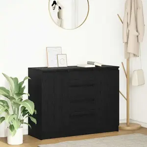 vidaXL Buffet avec tiroirs chêne noir 100,5x35x76 cm bois d'ingénierie pas cher