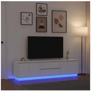 vidaXL Meuble TV avec lumières LED blanc 193,5x41x50 cm pas cher