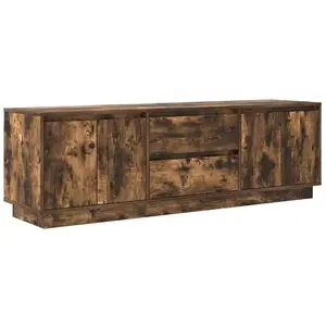 vidaXL Meuble TV avec lumières LED chêne fumé 160,5x41x50 cm pas cher