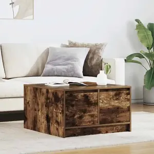 vidaXL Table basse avec tiroirs chêne fumé 70,5x70x40 cm pas cher