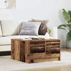 vidaXL Table basse avec tiroirs vieux bois 70,5x70x40 cm pas cher
