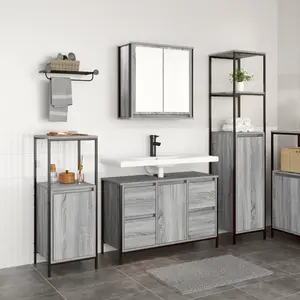Comparateur de prix : vidaXL Ensemble de mobilier de salle de bain 3 pcs Gris sonoma et Noir