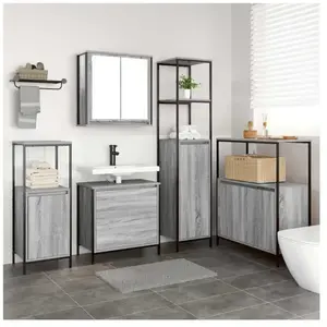 Comparateur de prix : vidaXL Ensemble De Meubles De Salle De Bain 5 Pièces Vidaxl Gris Sonoma En Bois D'ingénierie