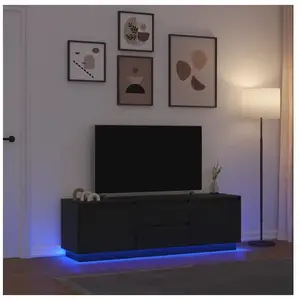 Comparateur de prix : vidaXL Meuble TV avec lumières LED chêne noir 160,5x41x50 cm