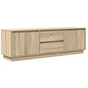 vidaXL Meuble TV avec lumières LED chêne sonoma 160,5x41x50 cm pas cher