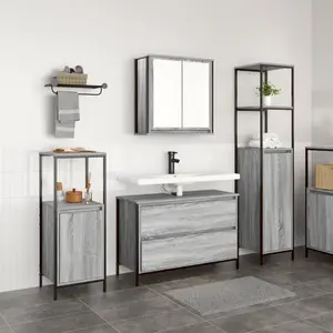 vidaXL Ensemble de mobilier de salle de bain 3 pcs Gris Sonoma pas cher