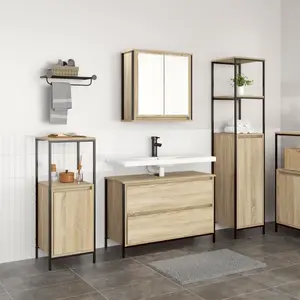 vidaXL Ensemble de mobilier de salle de bain 3 pcs Chêne Sonoma pas cher
