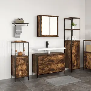 vidaXL Ensemble de mobilier de salle de bain 3 pcs Chêne fumé pas cher