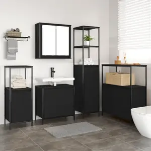 Comparateur de prix : vidaXL Ensemble de mobilier de salle de bain avec étagère 5 pcs Noir