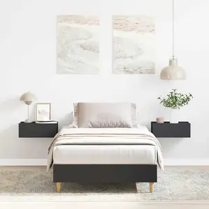 vidaXL Cadre de lit sans matelas noir 90x190 cm bois ingénierie pas cher
