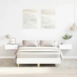 vidaXL Cadre de lit sans matelas blanc 140x190 cm bois d'ingénierie pas cher