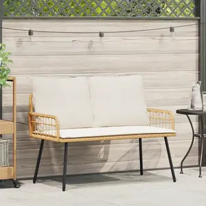 vidaXL Banc De Jardin Vidaxl Naturel 114x64x78 Cm Poly Rattan pas cher