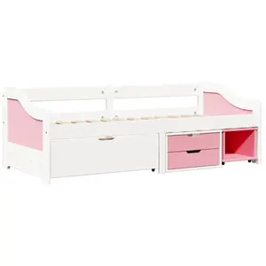 vidaXL Lit de jour et 3 tiroirs sans matelas IRUN blanc rose 90x200 cm pas cher
