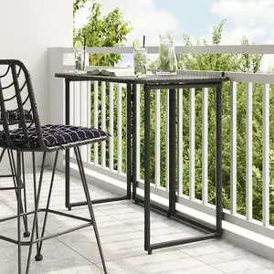 vidaXL Table de jardin pliante noir 90 x 51 x 75 cm polyrotin pas cher